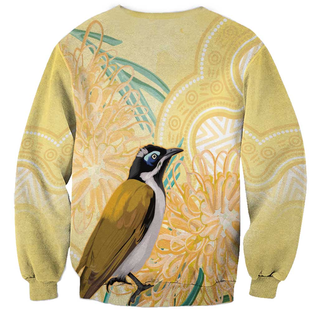 Australia Grevillea And Honeyeaters Sweatshirt Aboriginal Art - Watercolor Style