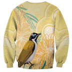 Australia Grevillea And Honeyeaters Sweatshirt Aboriginal Art - Watercolor Style