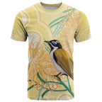 Australia Grevillea And Honeyeaters T Shirt Aboriginal Art - Watercolor Style