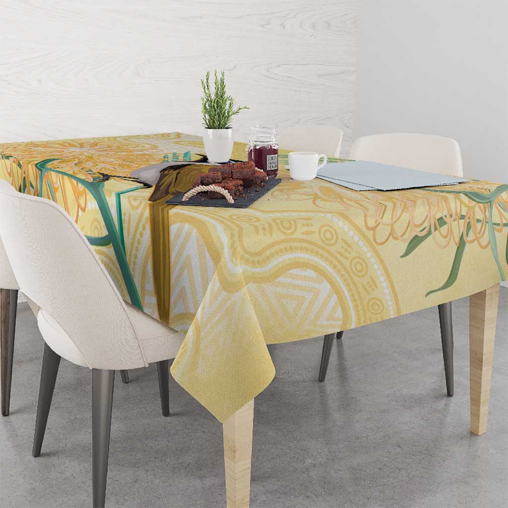 Australia Grevillea And Honeyeaters Tablecloth Aboriginal Art - Watercolor Style