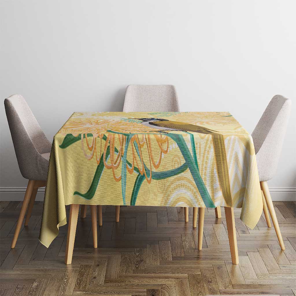 Australia Grevillea And Honeyeaters Tablecloth Aboriginal Art - Watercolor Style
