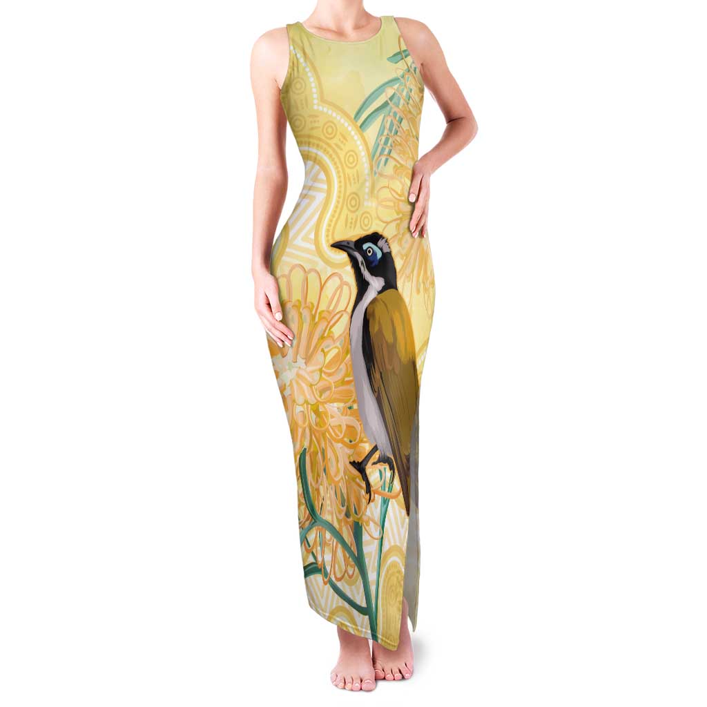 Australia Grevillea And Honeyeaters Tank Maxi Dress Aboriginal Art - Watercolor Style