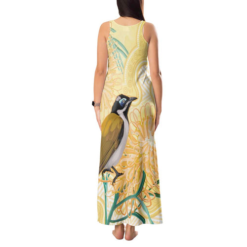 Australia Grevillea And Honeyeaters Tank Maxi Dress Aboriginal Art - Watercolor Style