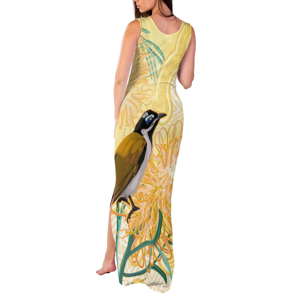 Australia Grevillea And Honeyeaters Tank Maxi Dress Aboriginal Art - Watercolor Style