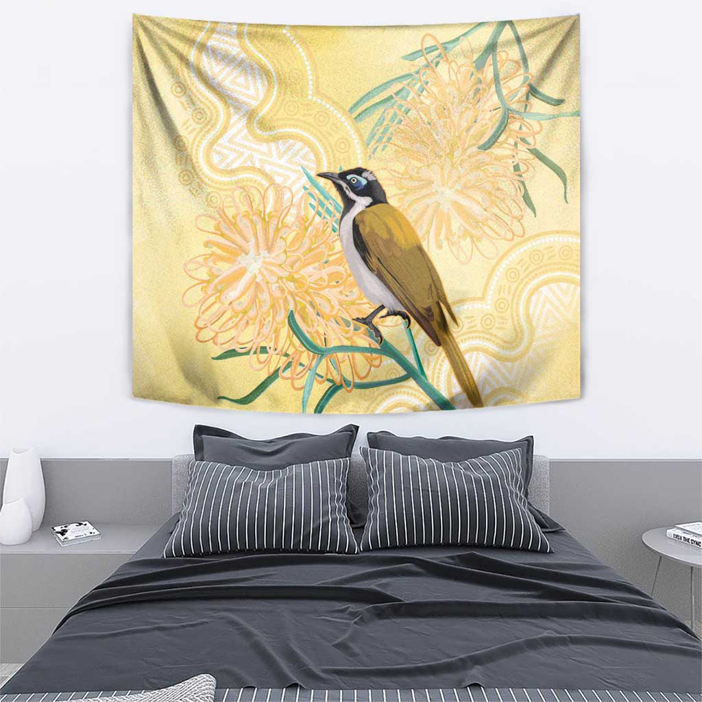 Australia Grevillea And Honeyeaters Tapestry Aboriginal Art - Watercolor Style