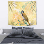 Australia Grevillea And Honeyeaters Tapestry Aboriginal Art - Watercolor Style