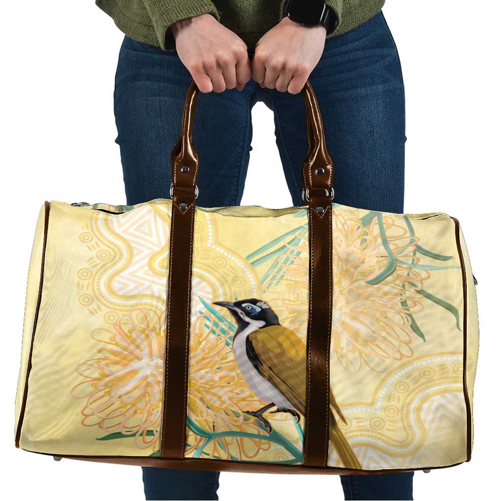 Australia Grevillea And Honeyeaters Travel Bag Aboriginal Art - Watercolor Style - Aussie Hoodie