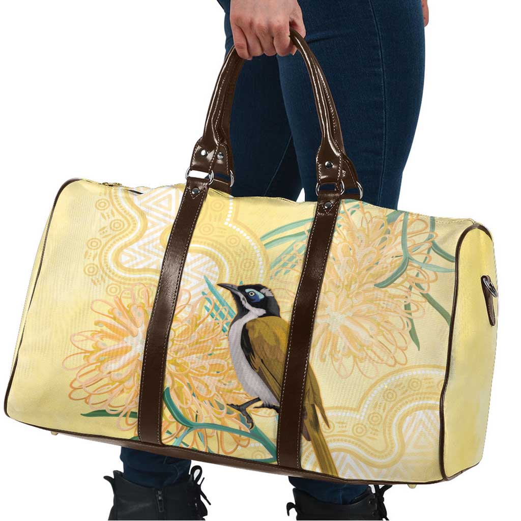 Australia Grevillea And Honeyeaters Travel Bag Aboriginal Art - Watercolor Style - Aussie Hoodie
