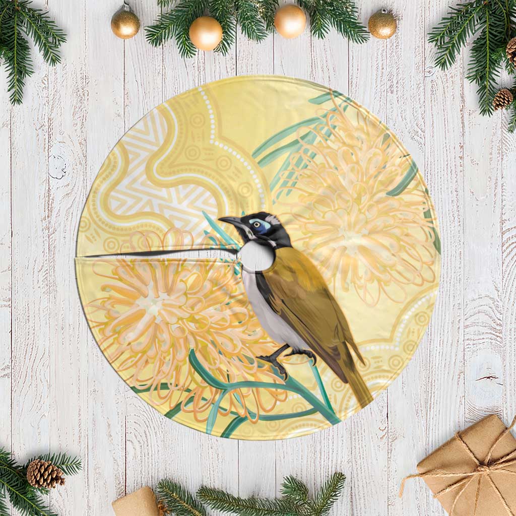 Australia Grevillea And Honeyeaters Tree Skirt Aboriginal Art - Watercolor Style