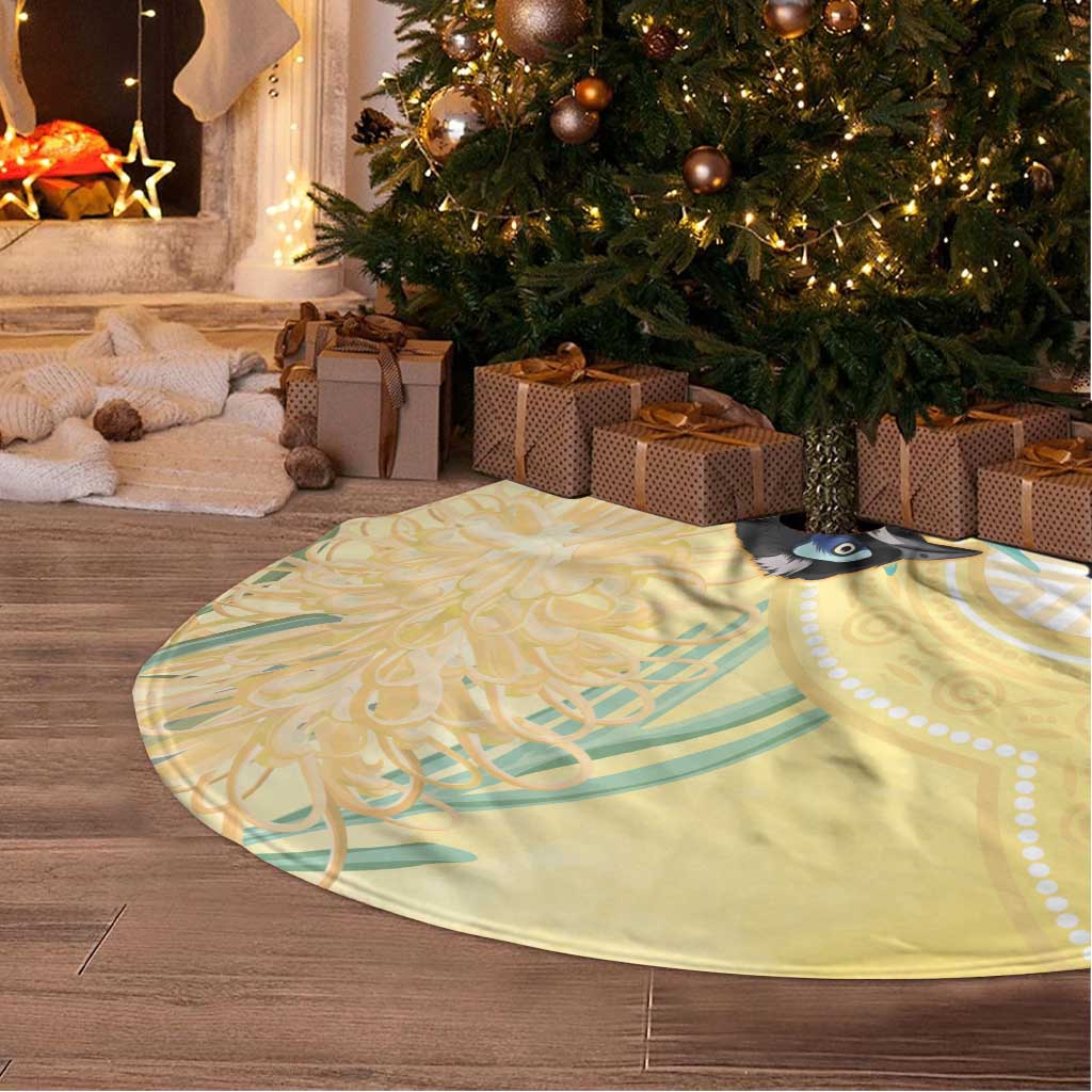 Australia Grevillea And Honeyeaters Tree Skirt Aboriginal Art - Watercolor Style