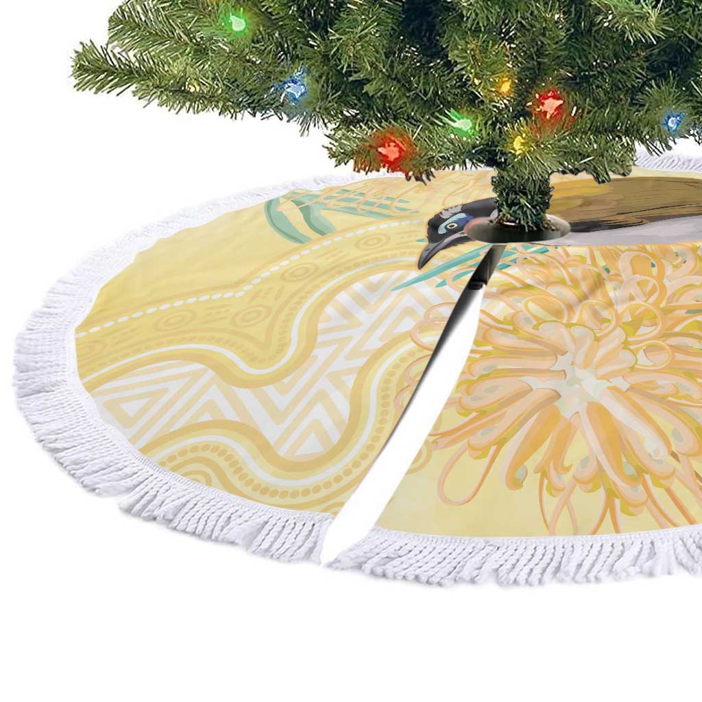 Australia Grevillea And Honeyeaters Tree Skirt Aboriginal Art - Watercolor Style