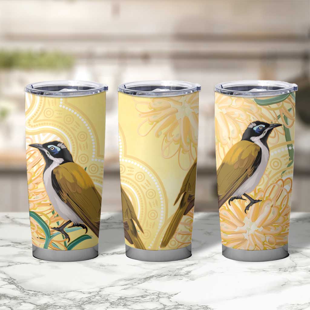 Australia Grevillea And Honeyeaters Tumbler Cup Aboriginal Art - Watercolor Style