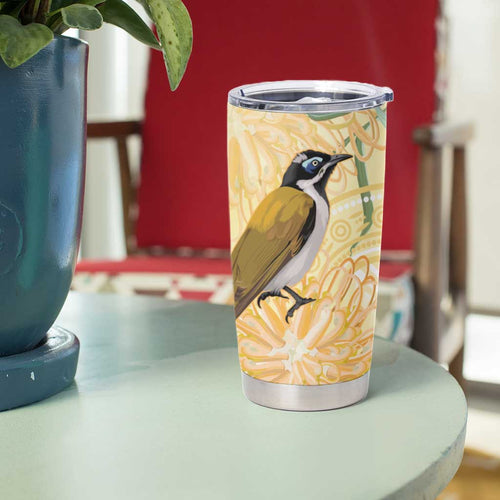 Australia Grevillea And Honeyeaters Tumbler Cup Aboriginal Art - Watercolor Style