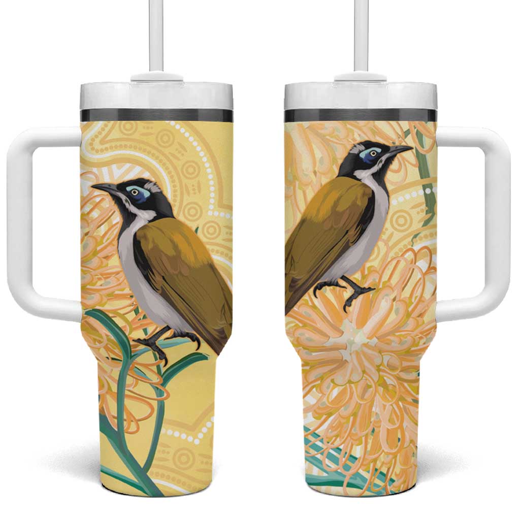Australia Grevillea And Honeyeaters Tumbler With Handle Aboriginal Art - Watercolor Style