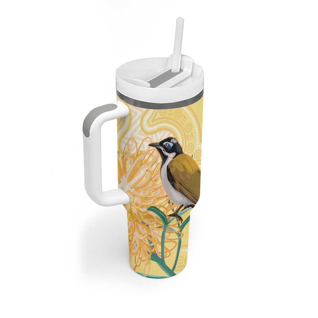 Australia Grevillea And Honeyeaters Tumbler With Handle Aboriginal Art - Watercolor Style