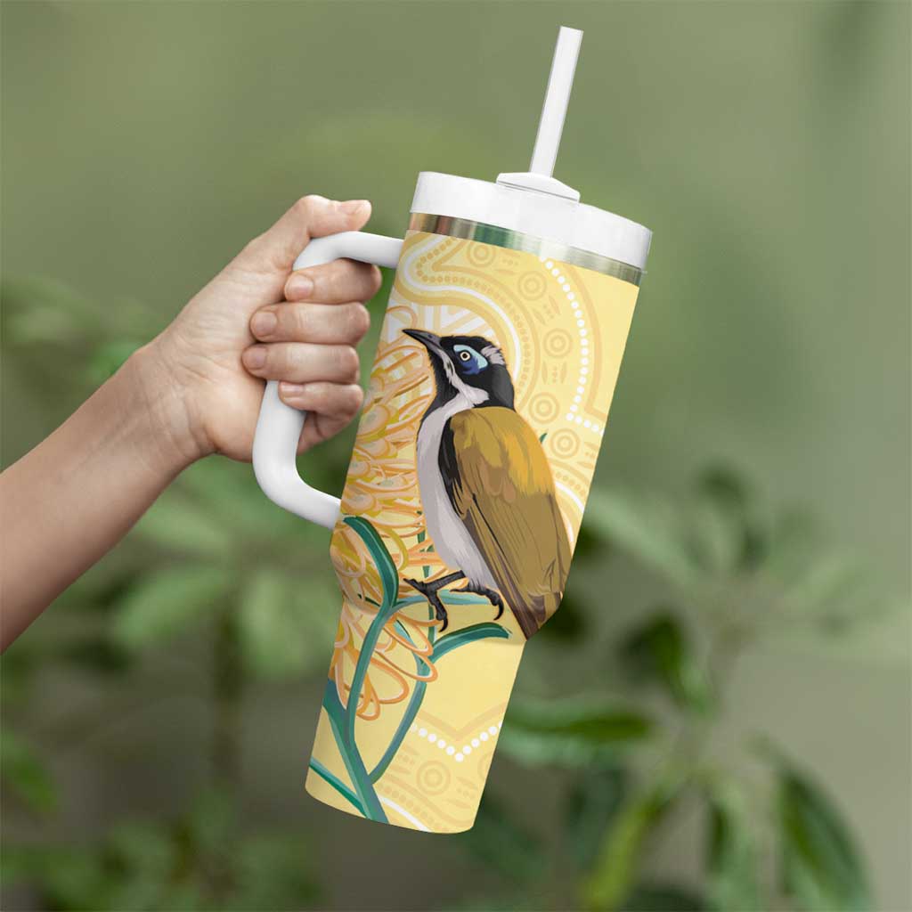 Australia Grevillea And Honeyeaters Tumbler With Handle Aboriginal Art - Watercolor Style