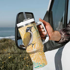 Australia Grevillea And Honeyeaters Tumbler With Handle Aboriginal Art - Watercolor Style