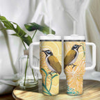 Australia Grevillea And Honeyeaters Tumbler With Handle Aboriginal Art - Watercolor Style