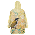 Australia Grevillea And Honeyeaters Wearable Blanket Hoodie Aboriginal Art - Watercolor Style