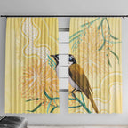 Australia Grevillea And Honeyeaters Window Curtain Aboriginal Art - Watercolor Style