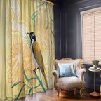 Australia Grevillea And Honeyeaters Window Curtain Aboriginal Art - Watercolor Style