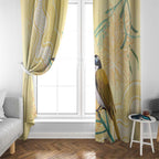Australia Grevillea And Honeyeaters Window Curtain Aboriginal Art - Watercolor Style