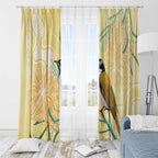 Australia Grevillea And Honeyeaters Window Curtain Aboriginal Art - Watercolor Style