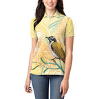 Australia Grevillea And Honeyeaters Women Polo Shirt Aboriginal Art - Watercolor Style