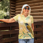 Australia Grevillea And Honeyeaters Women Polo Shirt Aboriginal Art - Watercolor Style