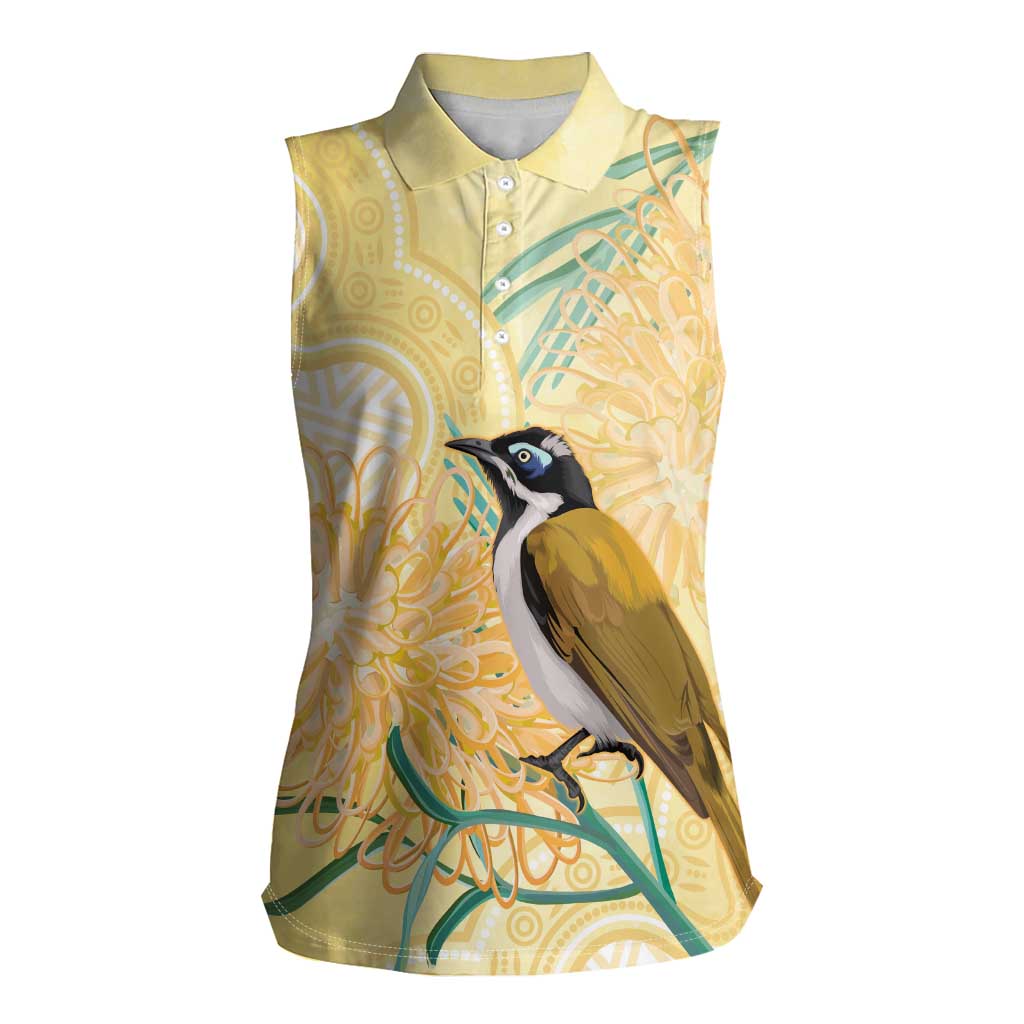 Australia Grevillea And Honeyeaters Women Sleeveless Polo Shirt Aboriginal Art - Watercolor Style