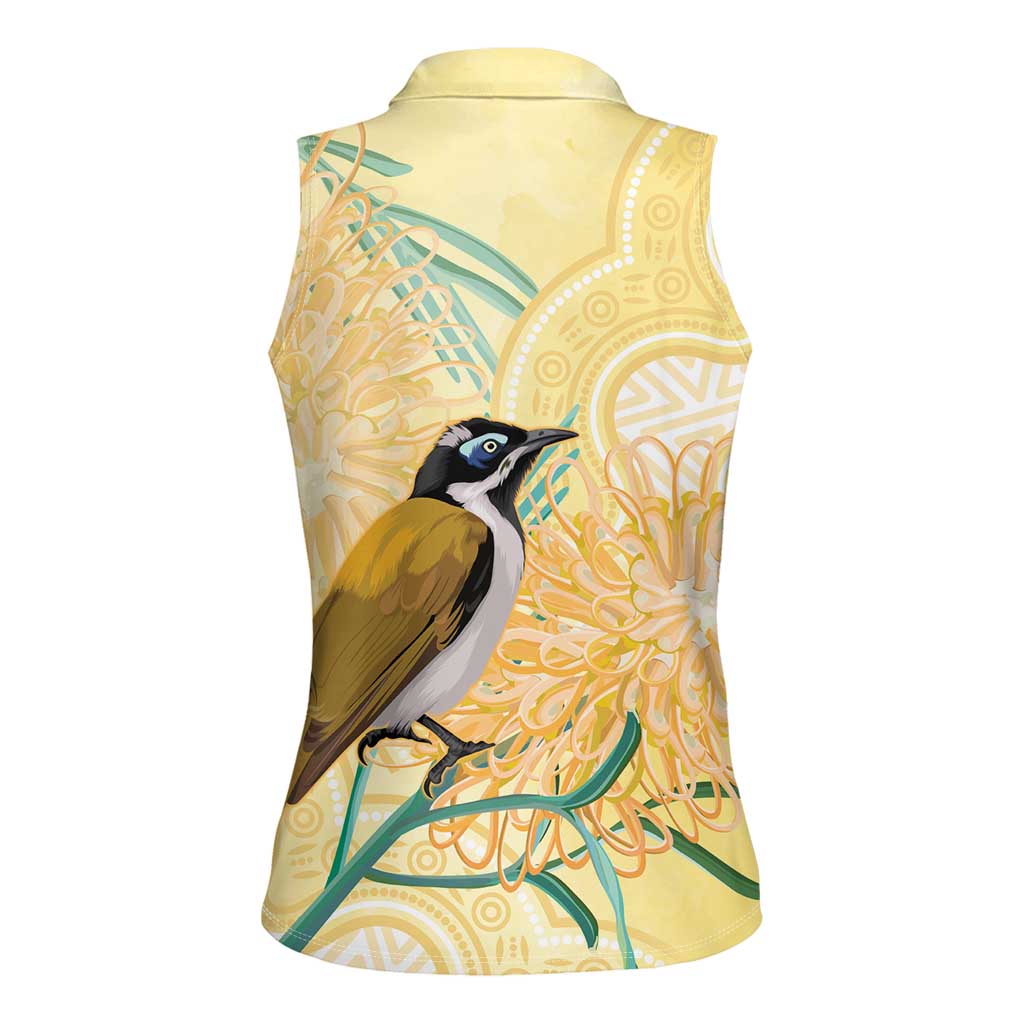 Australia Grevillea And Honeyeaters Women Sleeveless Polo Shirt Aboriginal Art - Watercolor Style