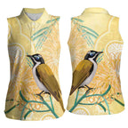Australia Grevillea And Honeyeaters Women Sleeveless Polo Shirt Aboriginal Art - Watercolor Style