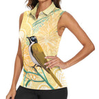 Australia Grevillea And Honeyeaters Women Sleeveless Polo Shirt Aboriginal Art - Watercolor Style