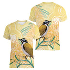Australia Grevillea And Honeyeaters Women V-Neck T-Shirt Aboriginal Art - Watercolor Style