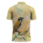 Australia Grevillea And Honeyeaters Zipper Polo Shirt Aboriginal Art - Watercolor Style - Aussie Hoodie