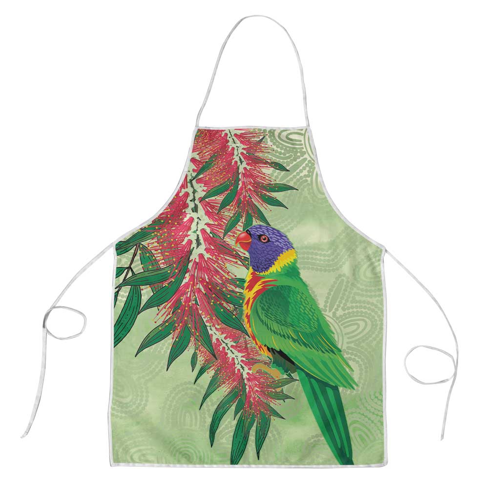 Australia Bottlebrush And Lorikeets Apron Aboriginal Art - Watercolor Style - Aussie Hoodie