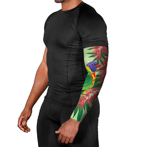 Australia Bottlebrush And Lorikeets Arm Sleeves Aboriginal Art - Watercolor Style - Aussie Hoodie