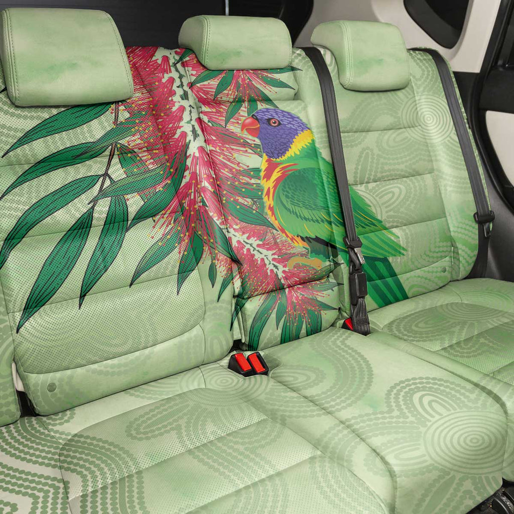 Australia Bottlebrush And Lorikeets Back Car Seat Cover Aboriginal Art - Watercolor Style