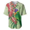 Australia Bottlebrush And Lorikeets Baseball Jersey Aboriginal Art - Watercolor Style
