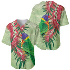 Australia Bottlebrush And Lorikeets Baseball Jersey Aboriginal Art - Watercolor Style