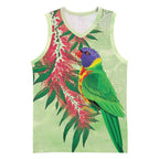 Australia Bottlebrush And Lorikeets Basketball Jersey Aboriginal Art - Watercolor Style - Aussie Hoodie