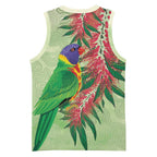 Australia Bottlebrush And Lorikeets Basketball Jersey Aboriginal Art - Watercolor Style - Aussie Hoodie