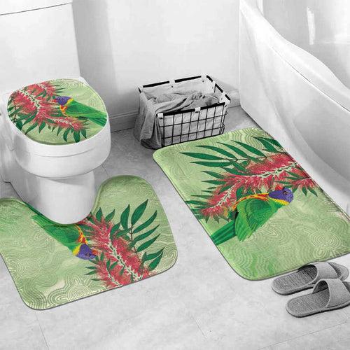 Australia Bottlebrush And Lorikeets Bathroom Set Aboriginal Art - Watercolor Style - Aussie Hoodie