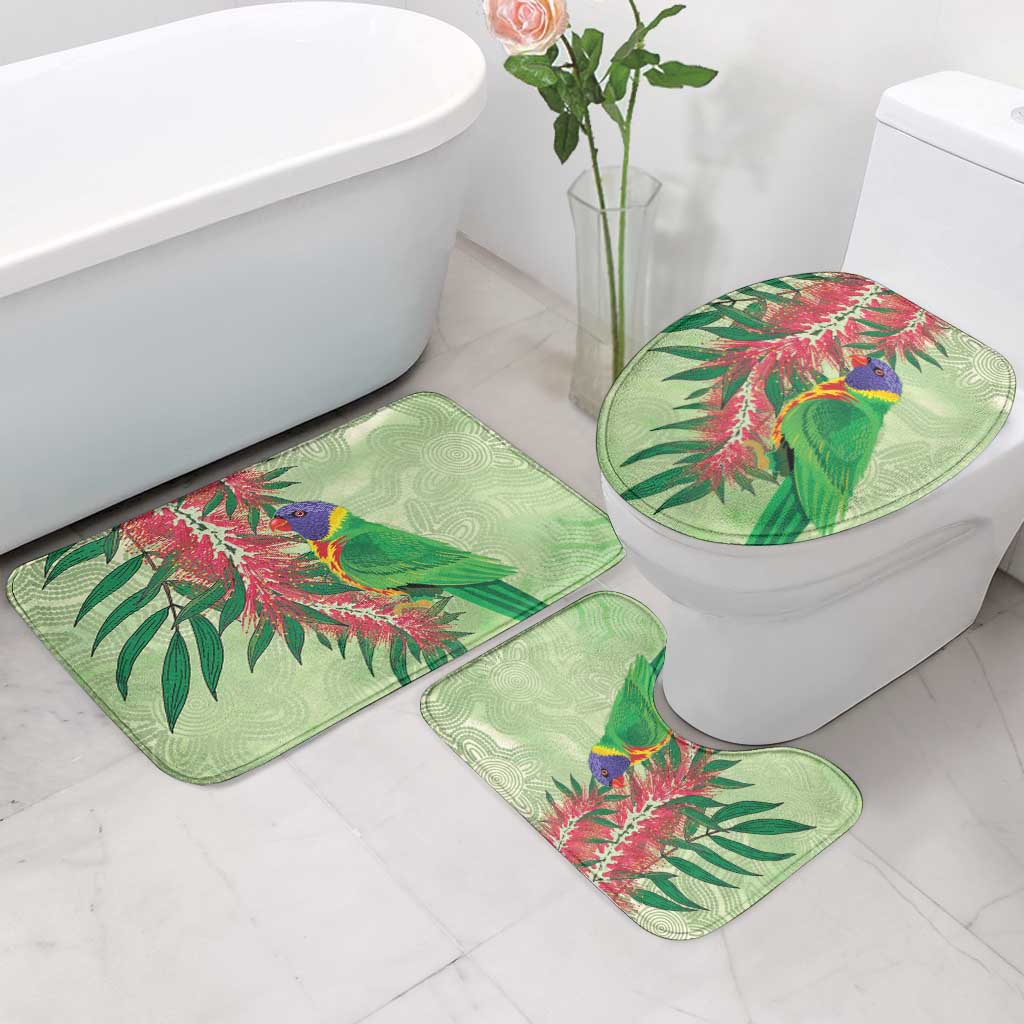 Australia Bottlebrush And Lorikeets Bathroom Set Aboriginal Art - Watercolor Style - Aussie Hoodie