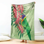 Australia Bottlebrush And Lorikeets Blanket Aboriginal Art - Watercolor Style