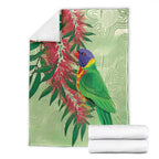 Australia Bottlebrush And Lorikeets Blanket Aboriginal Art - Watercolor Style