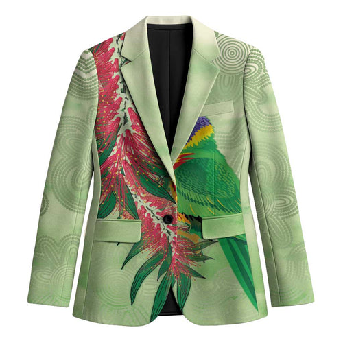 Australia Bottlebrush And Lorikeets Blazer Aboriginal Art - Watercolor Style - Aussie Hoodie