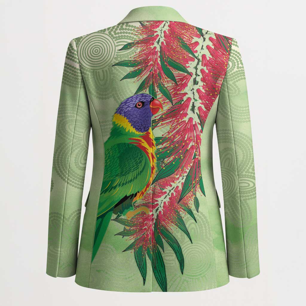 Australia Bottlebrush And Lorikeets Blazer Aboriginal Art - Watercolor Style - Aussie Hoodie