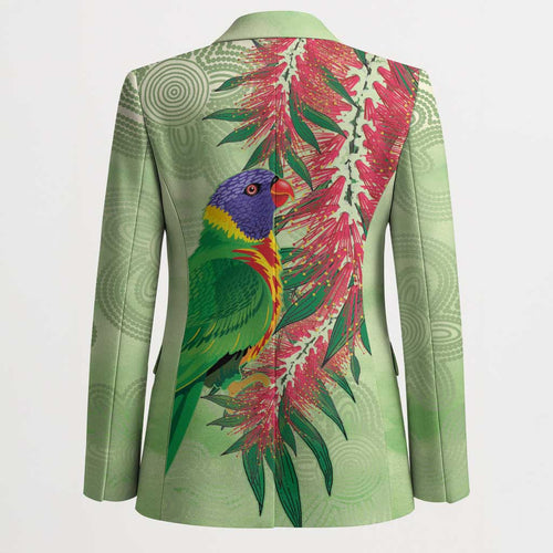 Australia Bottlebrush And Lorikeets Blazer Aboriginal Art - Watercolor Style - Aussie Hoodie