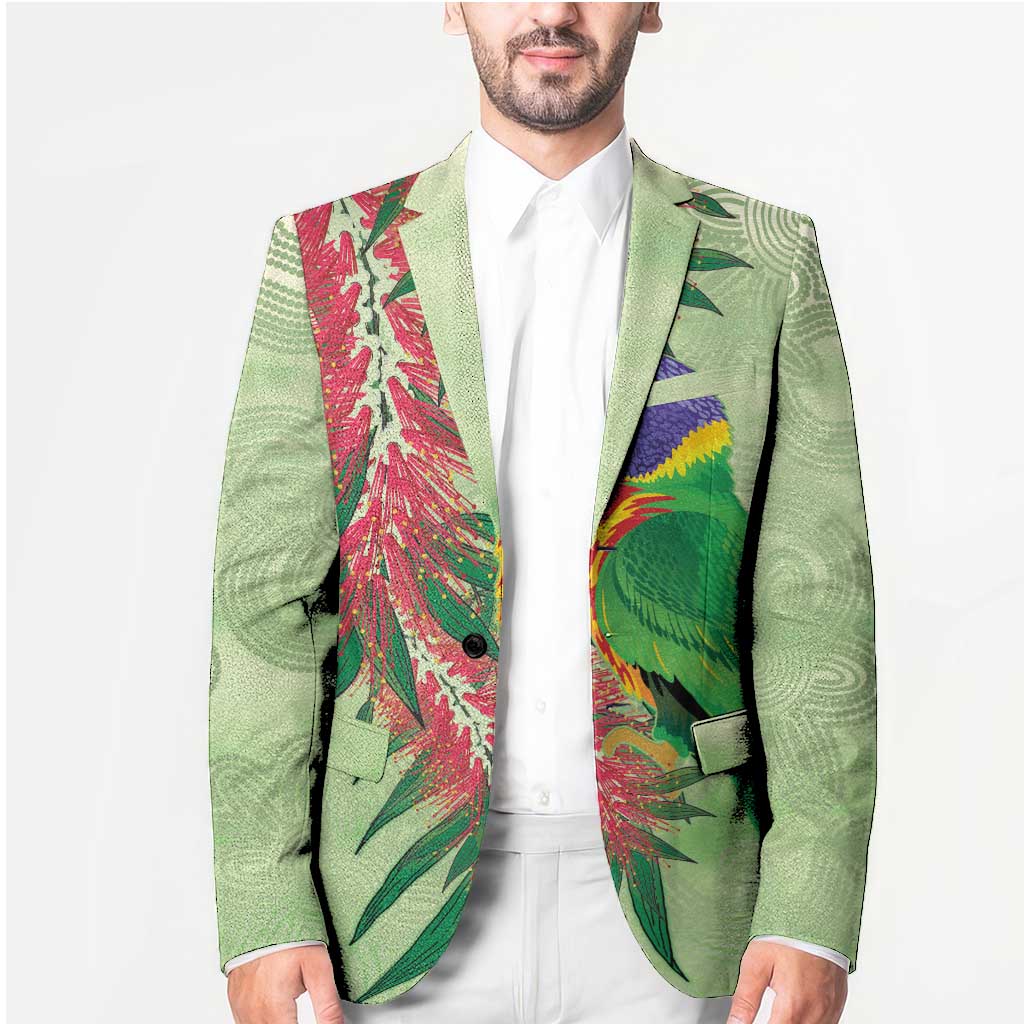 Australia Bottlebrush And Lorikeets Blazer Aboriginal Art - Watercolor Style - Aussie Hoodie